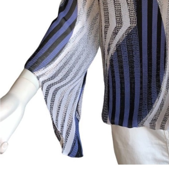 ALFANI Petite! Multicolored Sheer Print Blouson Blouse With Attached Camisole M - Picture 4 of 6